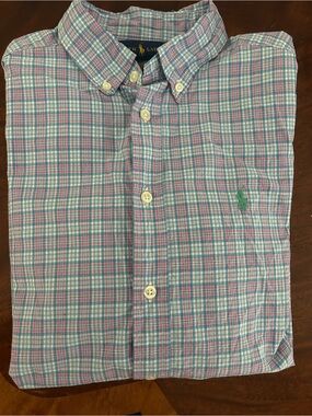 Classic Ralph Lauren Pink & Light Blue Plaid Boy’s Button-Down Shirt